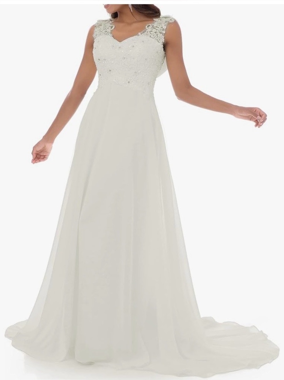 Ivory Lace Bodice A-Line Wedding Dress